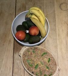 Vegan & Gluten-Free Berry Basil Rhubarb Crisp